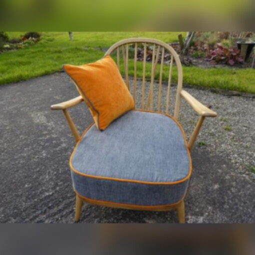 Ercol 203 Seat Cushion Grey with Jaffa Orange Piping - Image 4