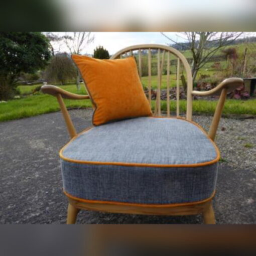 Ercol 203 Seat Cushion Grey with Jaffa Orange Piping - Image 9