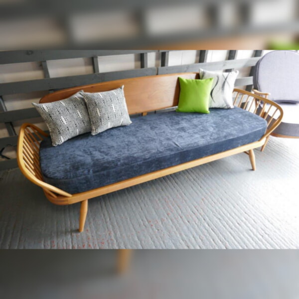 Ercol 355 Studio Couch Mattress only Ross Fabrics Pimlico Denim