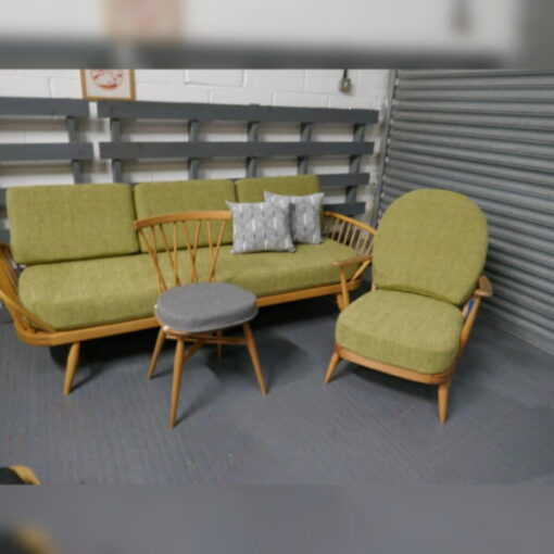 Ercol 355 Studio Couch Green Genie Tweed Complete set of Cushions and Covers
