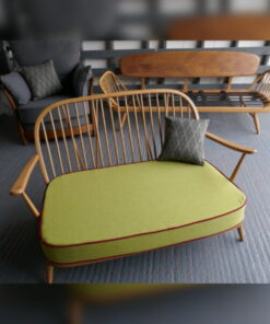 Ercol 203 2 Seater Seat Cushion in Venus Lime with Wine Piping