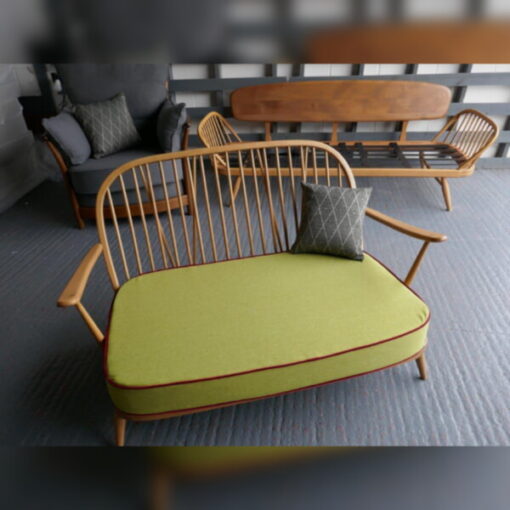 Ercol 203 2 Seater Seat Cushion in Venus Lime with Wine Piping