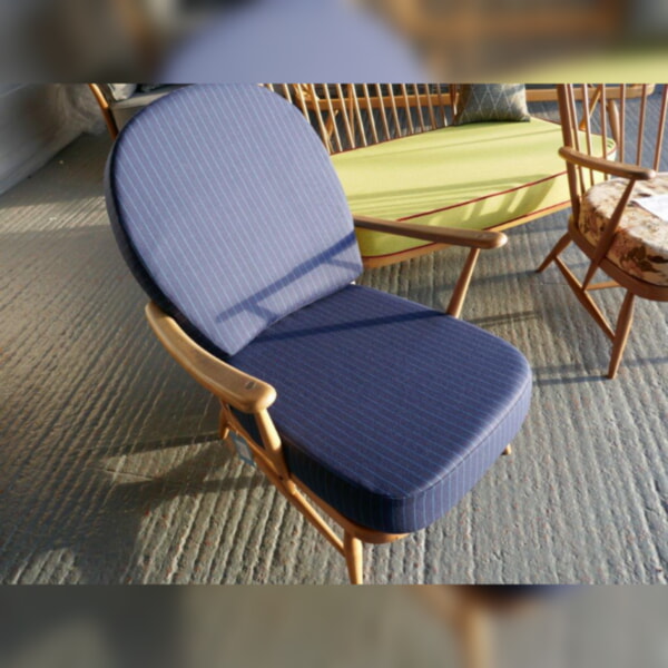 Ercol 203 Seat and Back Cushion in Navy Thin Stripes