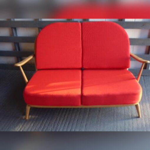 Ercol 203 2 Seater Seat Cushion in 2 pieces with 2 back cushions in Post Box Red