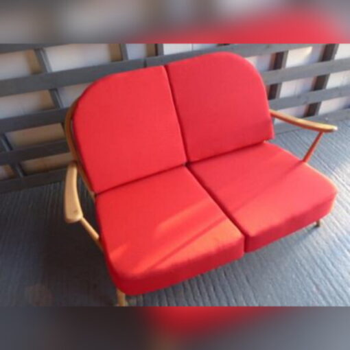 Ercol 203 2 Seater Seat Cushion in 2 pieces with 2 back cushions in Post Box Red - Image 3