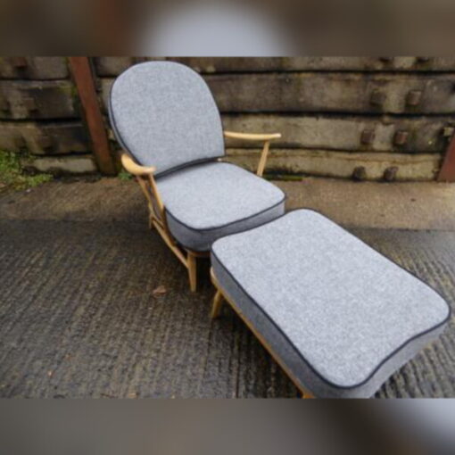 Ercol 203 Seat and Back Cushion Mid Grey with contrasting Black Piping