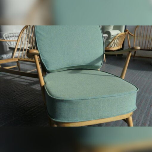 Ercol 203 Seat and Back Cushion in our own Laguna Green, with piping