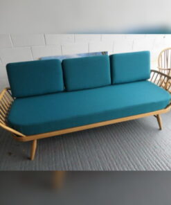 Ercol 355 Studio Couch 100% wool Teal Complete set of Cushions