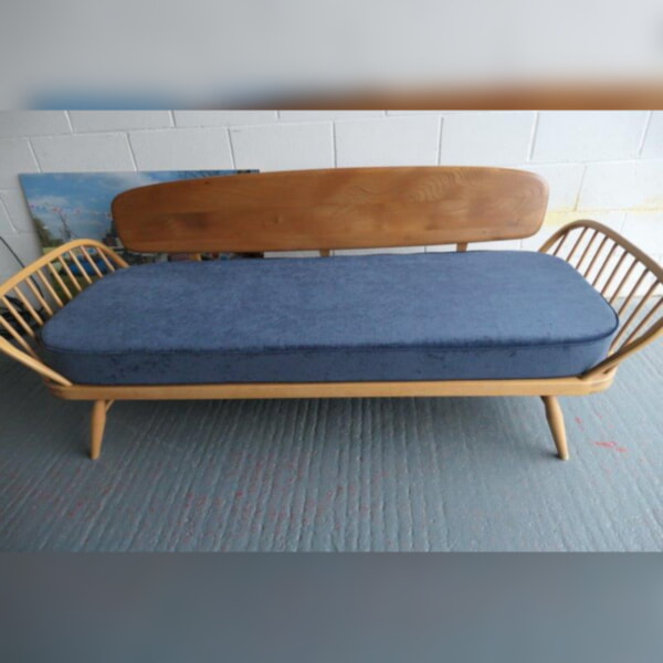 Ercol 355 Studio Couch Ross Fabrics Pimlico Denim Mattress only with piping
