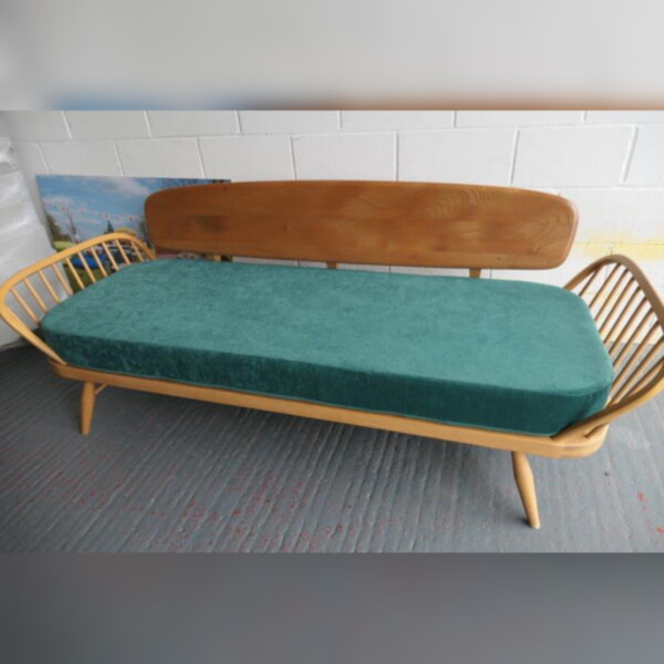 Ercol 355 Studio Couch Mattress Only in Ross Fabrics Pimlico Petrol