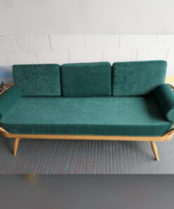 Ercol 355 Studio Couch in Ross Fabrics Pimlico Petrol with bolsters