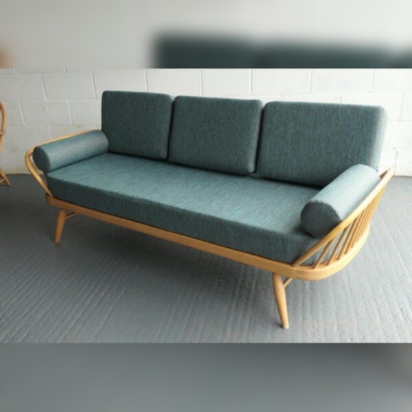 Ercol Daybed- Studio Couch cushions only in our Teal Grey Weave + bolsters