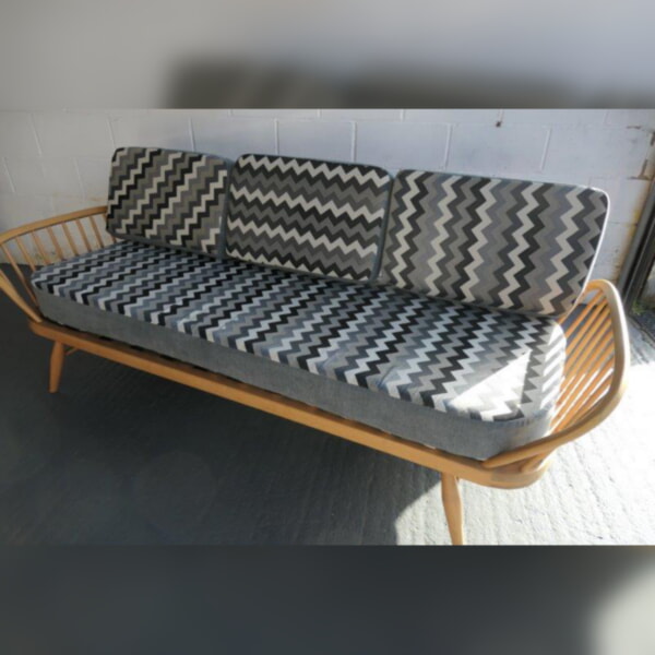 Ercol Daybed- Studio Couch cushions only in Black & White Zig Zag