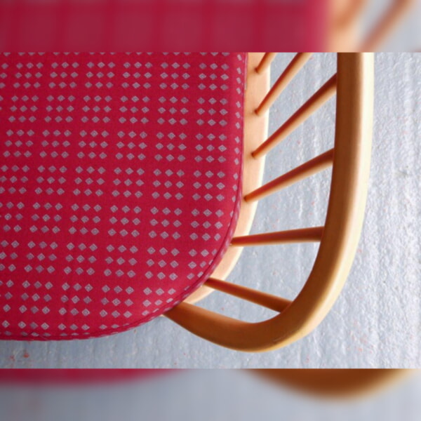 Ercol 355 Studio Couch Subtle Red with 9 square diamond pattern 92% wool - Image 5