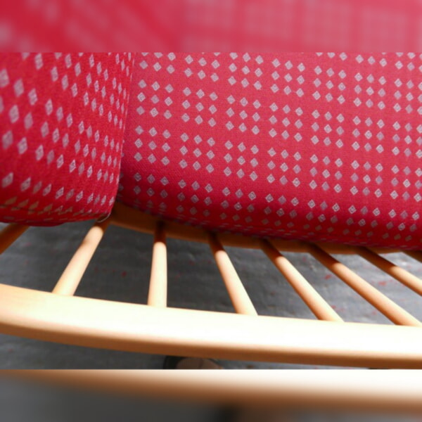 Ercol 355 Studio Couch Subtle Red with 9 square diamond pattern 92% wool - Image 8