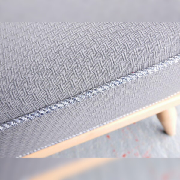 Ercol 355 Studio Couch Grey 92% Wool with piping in light grey - Image 7