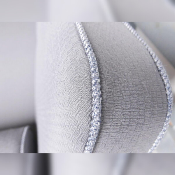 Ercol 355 Studio Couch Grey 92% Wool with piping in light grey - Image 9