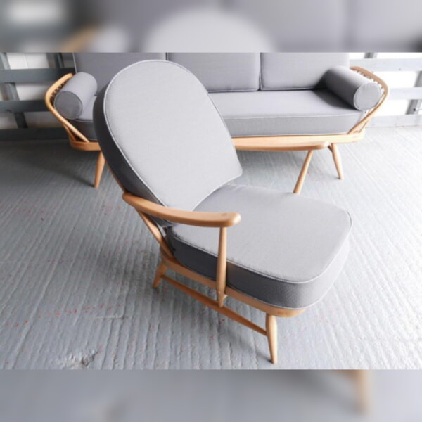 Ercol 203 Seat and Back Cushion 92% Wool with light grey piping
