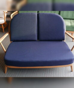 Ercol 203 2 Seater Settee Seat and Back Cushions in Navy Blue with Subdued Dots