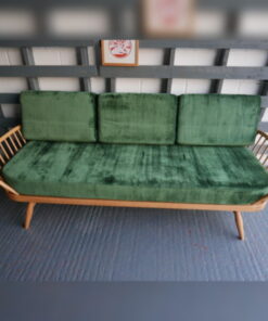 Ercol 355 Studio Couch Dark Green Crushed Velvet Complete set of Cushions and Covers