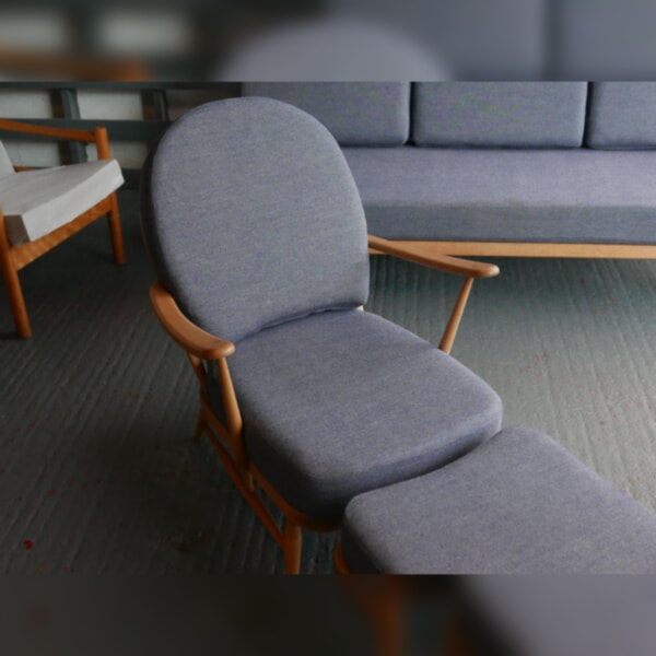 Ercol 203 Seat and Back Cushion in Andereton Grey Complete set of Cushions in Pure Soft Wool