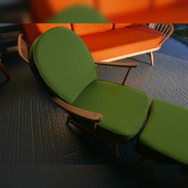 Ercol 203 Seat & Back Cushion in Trader Limetime with piping