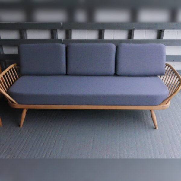 Ercol 355 Studio Couch Slate Blue Grey Stitch Complete set of Cushions