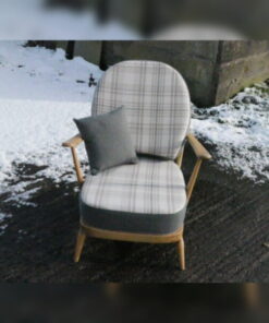 Ercol 203 Seat and Back Cushion in Natural Check with Mid Grey Panel