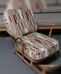 Ercol 203 Seat and Back Cushion in  Beige/Copper/Black Rectangle Maze Weave