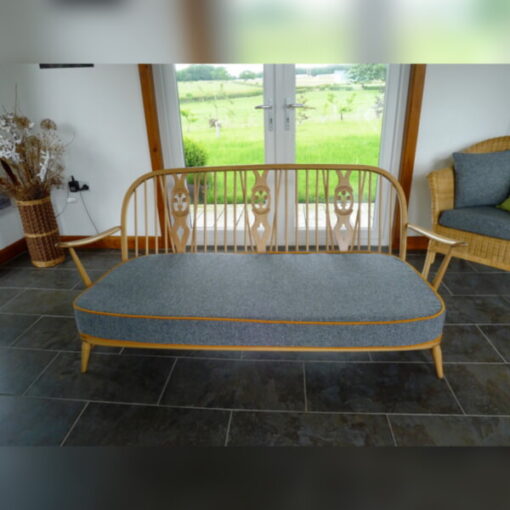 Ercol 203 3 Seater Mattress in Mid Grey with Jaffa Orange Piping