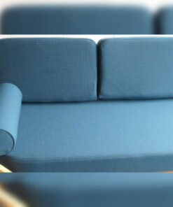 Ercol 355 Studio Couch 100% wool Teal/Siver Complete set of Cushions + pair of bolsters