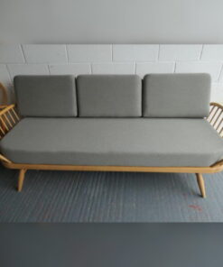Ercol 355 Studio Couch in Edenfield Grey. Soft wool feel