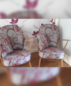 Ercol 305 Seat & Back Cushions Flora & Fauna with grey piping