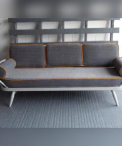 Ercol 355 Studio Couch Grey with Jaffa Orange piping Complete set of Cushions and Covers with bolsters
