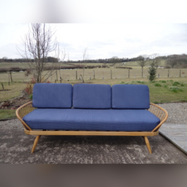 Ercol 355 Studio Couch Dramatic Blue Complete set of Cushions and Covers