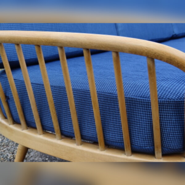 Ercol 355 Studio Couch Dramatic Blue Complete set of Cushions and Covers - Image 3