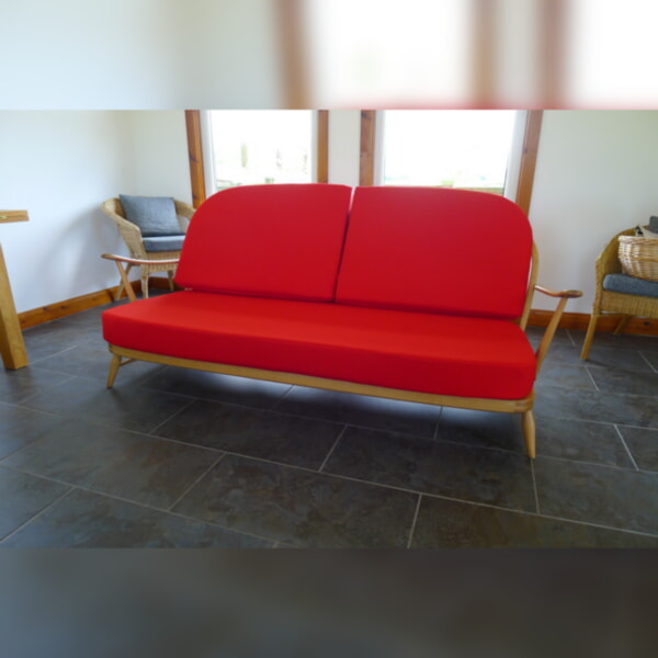 Ercol 203 3 Seater Mattress and 2 Back Cushions in Post Box Red - Image 2