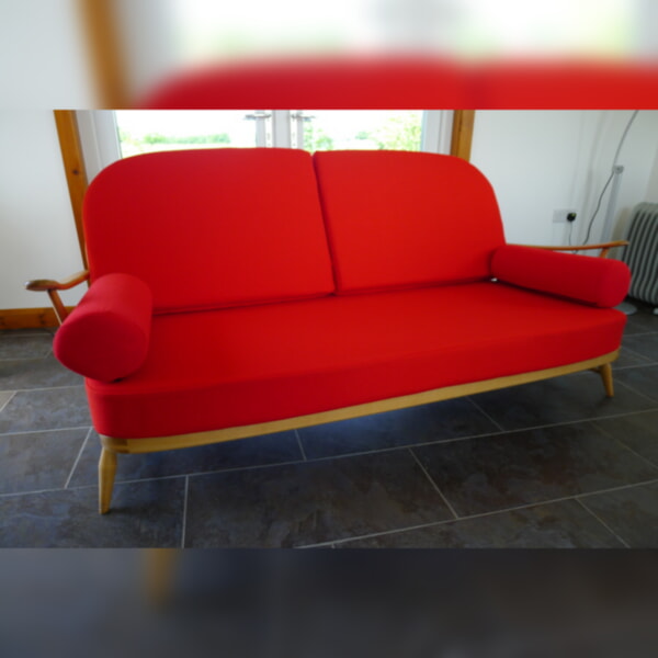 Ercol 203 3 Seater Mattress and 2 Back Cushions in Post Box Red - Image 4