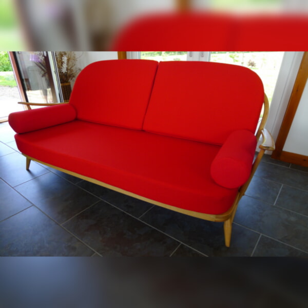 Ercol 203 3 Seater Mattress and 2 Back Cushions in Post Box Red - Image 5