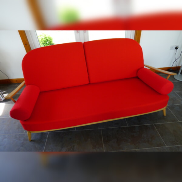Ercol 203 3 Seater Mattress and 2 Back Cushions in Post Box Red - Image 6