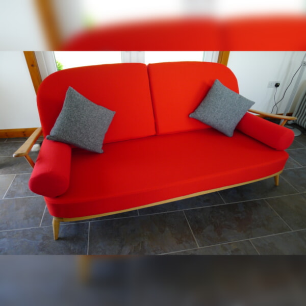Ercol 203 3 Seater Mattress and 2 Back Cushions in Post Box Red - Image 7