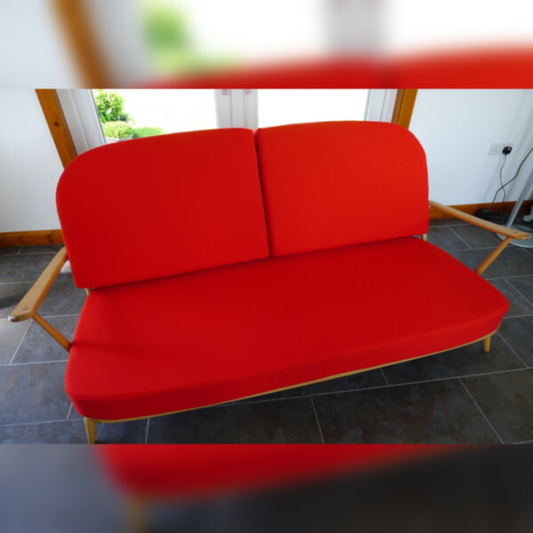 Ercol 203 3 Seater Mattress and 2 Back Cushions in Post Box Red