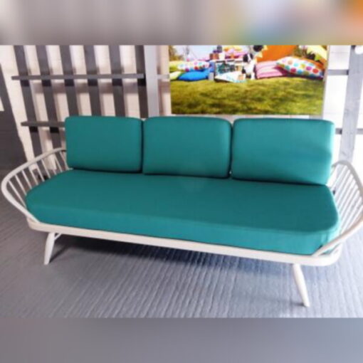Ercol 355 Studio Couch Turkis Teal Complete set of Cushions and Covers - Image 8