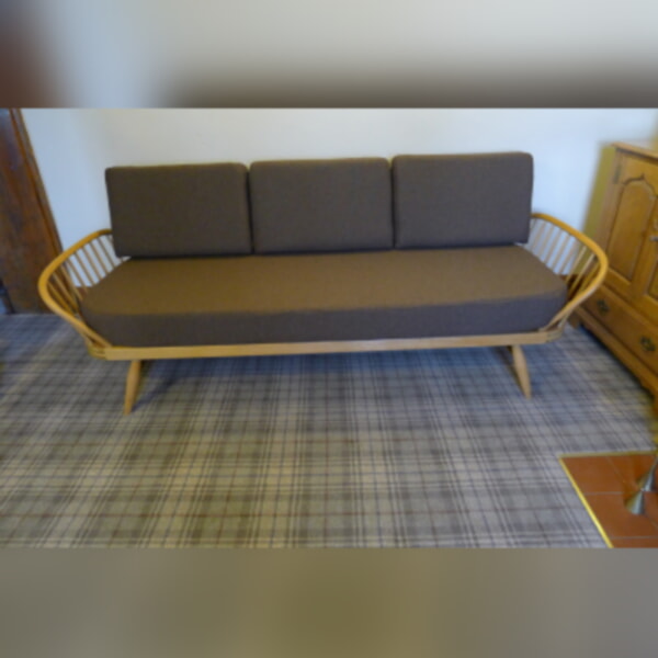 Ercol 355 Studio Couch Brown Hessian Complete set of Cushions and Covers