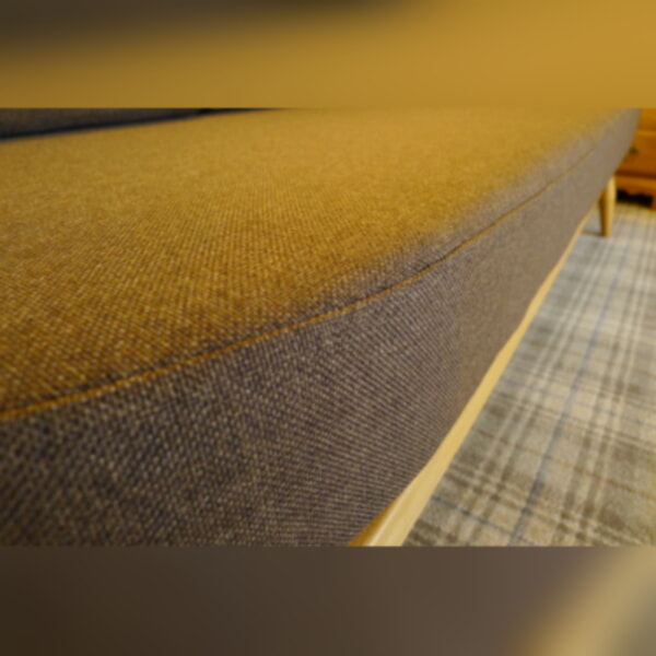 Ercol 355 Studio Couch Brown Hessian Complete set of Cushions and Covers - Image 7