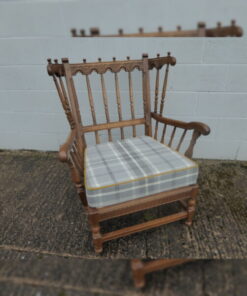 Ercol Cloister Seat cushion in Dove Grey with Mustard Piping