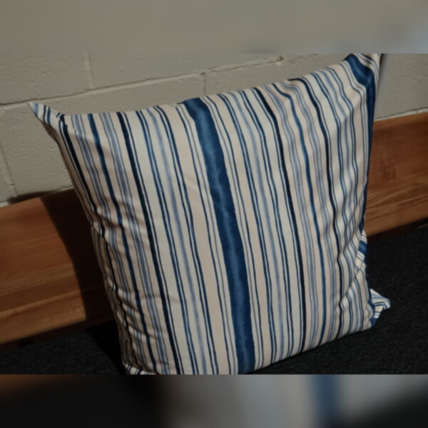 Large Floor Cushion 36 x 36 inches Blue with Broad Style Stripe - Image 3