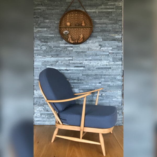 Ercol 203 Seat and Back Cushion in Slate Blue Grey Stitch