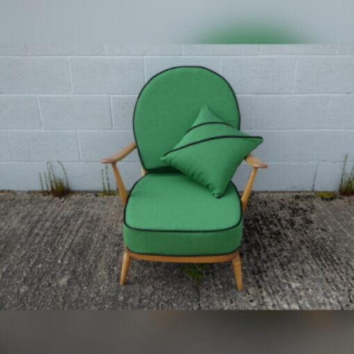 Ercol 203 Seat and Back Cushion in Pea Green with Black Piping