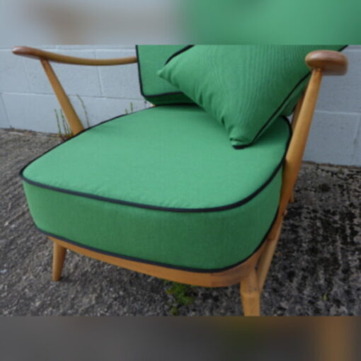 Ercol 203 Seat and Back Cushion in Pea Green with Black Piping - Image 2